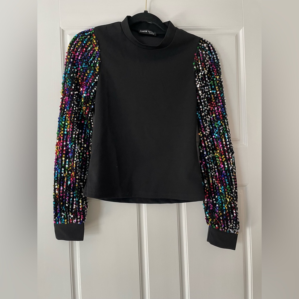 Shein Sequin Sleeve Blouse